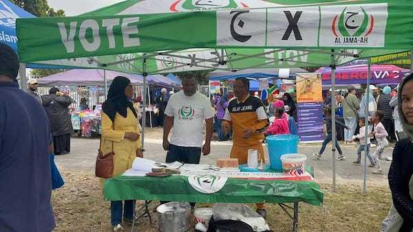 Achmat Hendricks at the Al Jama-ah stand
