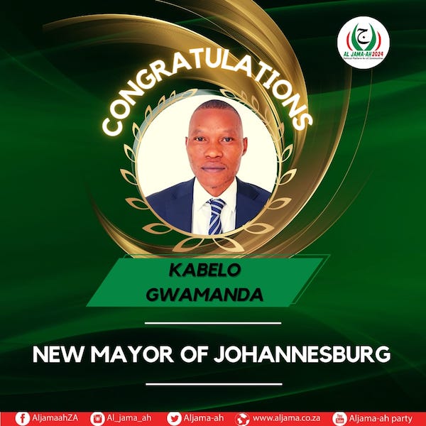 Kabelo Gwamanda New Mayor of Johannesburg